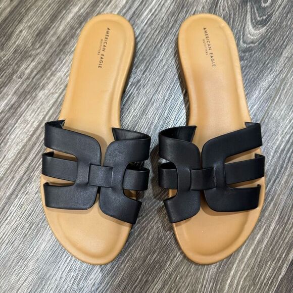 American Eagle Black Slides Size 8 new - Picture 3 of 5